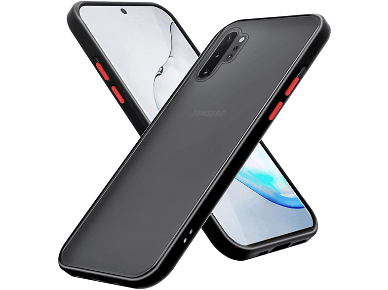 CADORABO Hülle Hybrid Schutzhülle NOTE Galaxy Matt Innenseite Samsung, Schwarz 10, Tasten Rote - TPU und mit Backcover, Rückseite, Kunststoff Silikon matter