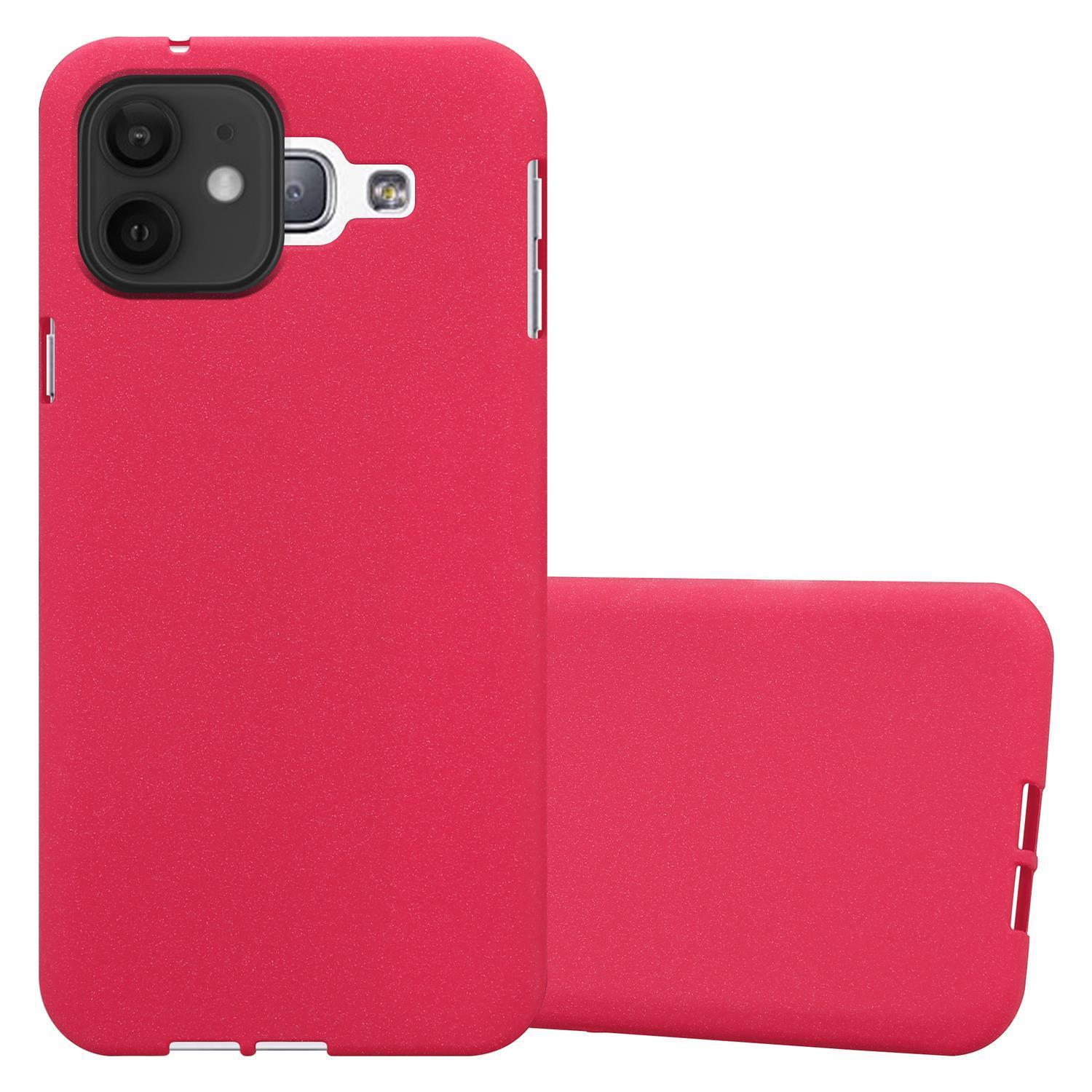 Custodia per telefono rosa, su sfondo bianco.