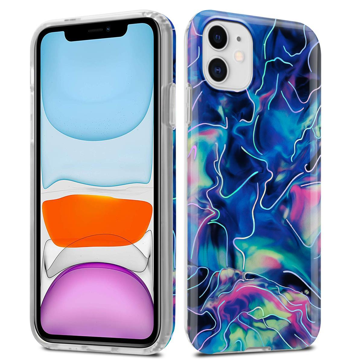 Custodia per telefono con design colorato e cornice trasparente.