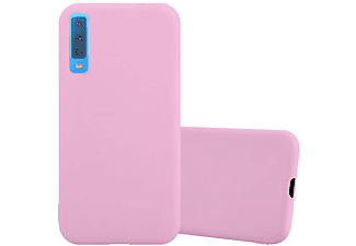 carcasa de móvil  - Funda flexible para móvil - Carcasa de TPU Silicona ultrafina CADORABO, Samsung, Galaxy A7 2018, candy rosa