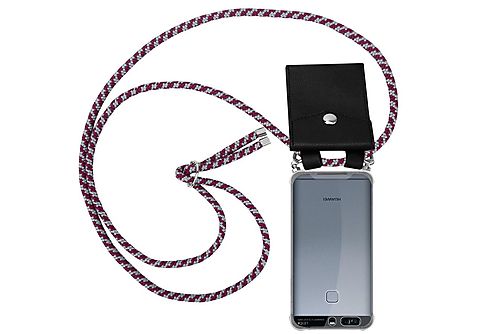 carcasa de móvil - CADORABO Funda flexible para móvil - Carcasa de TPU Silicona ultrafina, Compatible con Huawei P9, rojo blanco