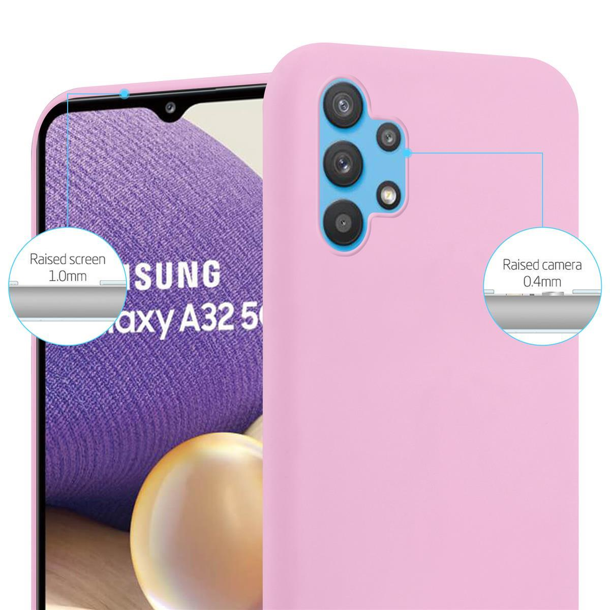 Eine rosa Handyhülle mit einem Telefon darin. Kamera und Bildschirm sind hervorgehoben.