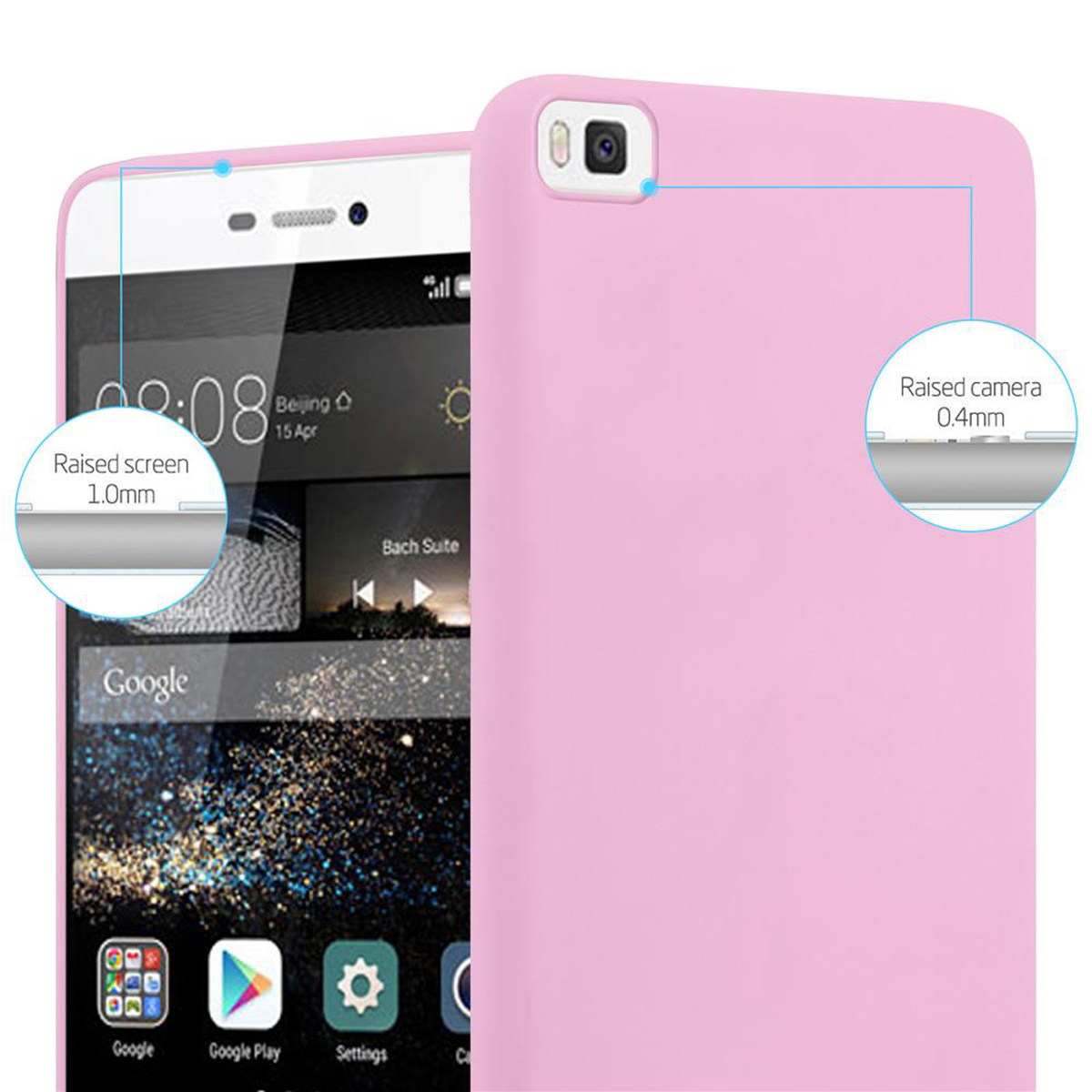 Candy ROSA Huawei, TPU im Backcover, CADORABO P8, Style, Hülle CANDY