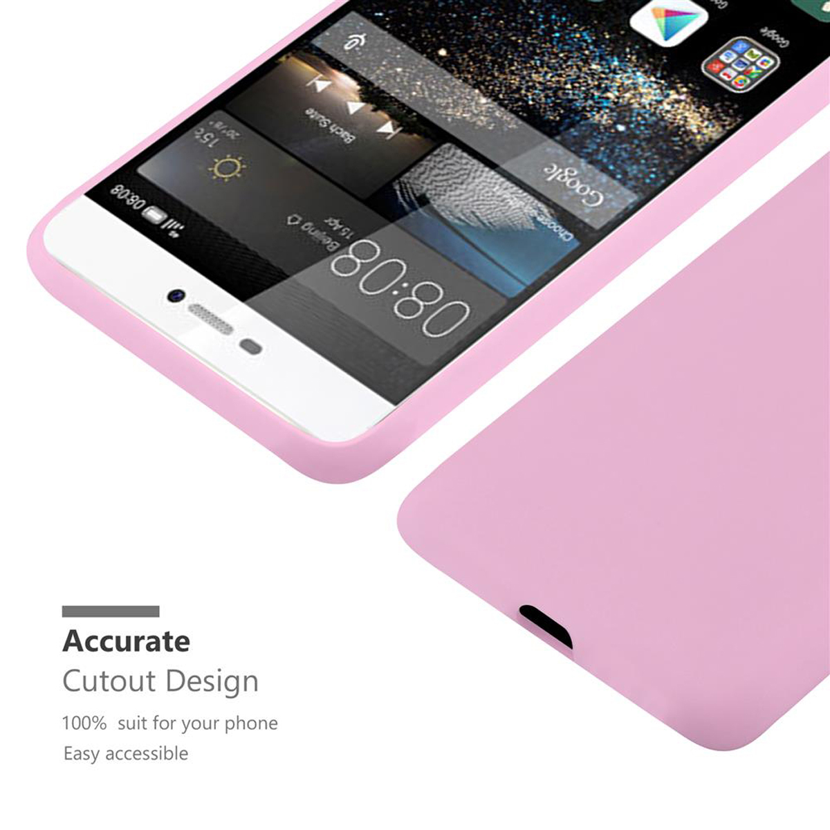 Candy ROSA Huawei, TPU im Backcover, CADORABO P8, Style, Hülle CANDY
