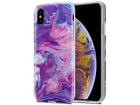 Funda - CADORABO Funda protectora IMD TPU color mármol, Compatible con Apple iPhone XS MAX, Mármol Rosa Púrpura No. 19