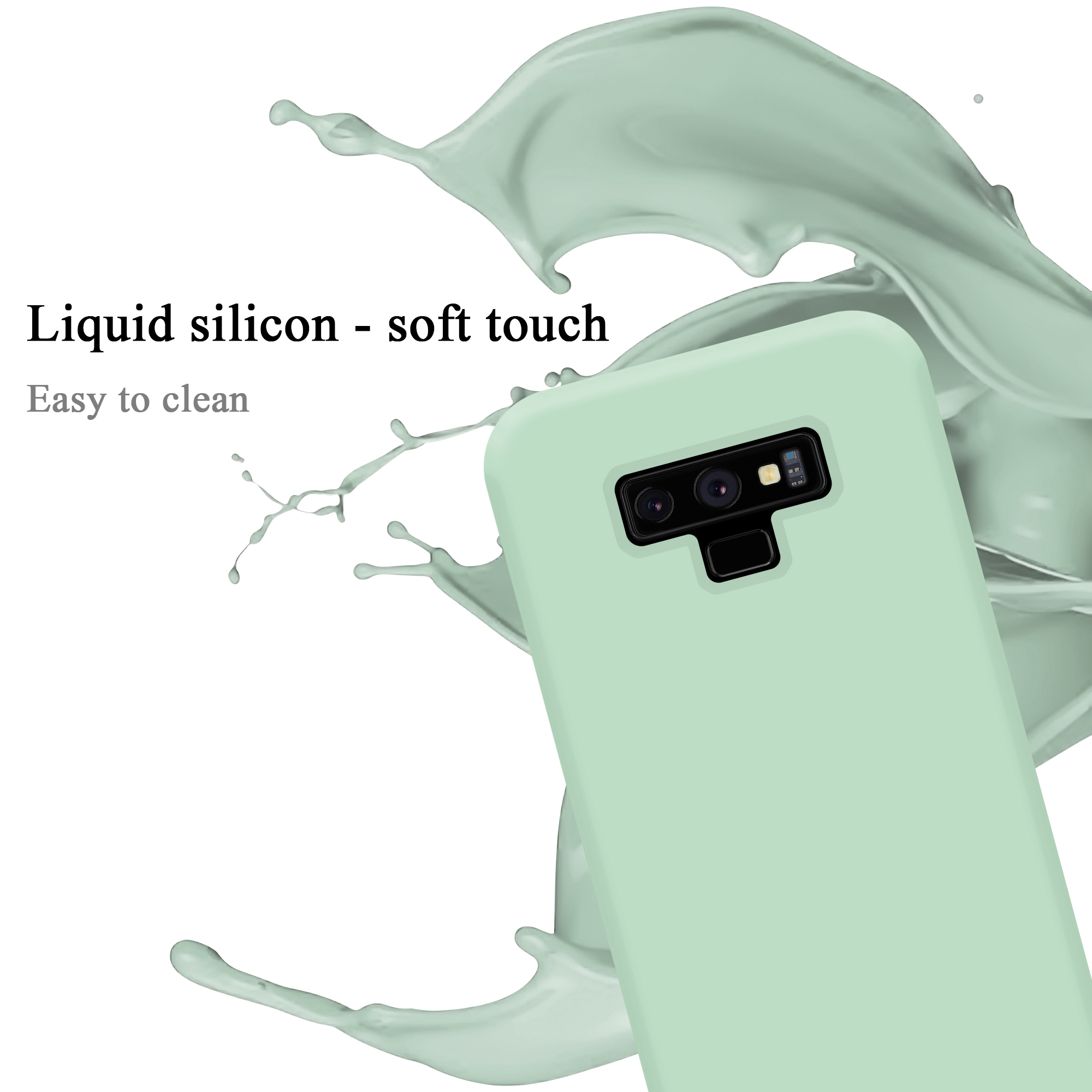 CADORABO Hülle im Liquid Silicone GRÜN Samsung, Galaxy Case Backcover, HELL 9, LIQUID NOTE Style