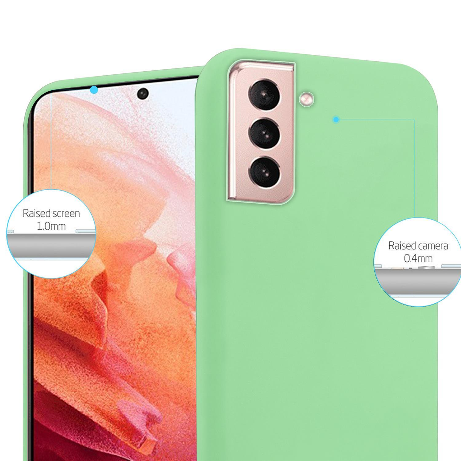 Custodia verde per telefono con schermo e fotocamera rialzati. Protegge il telefono e la fotocamera.