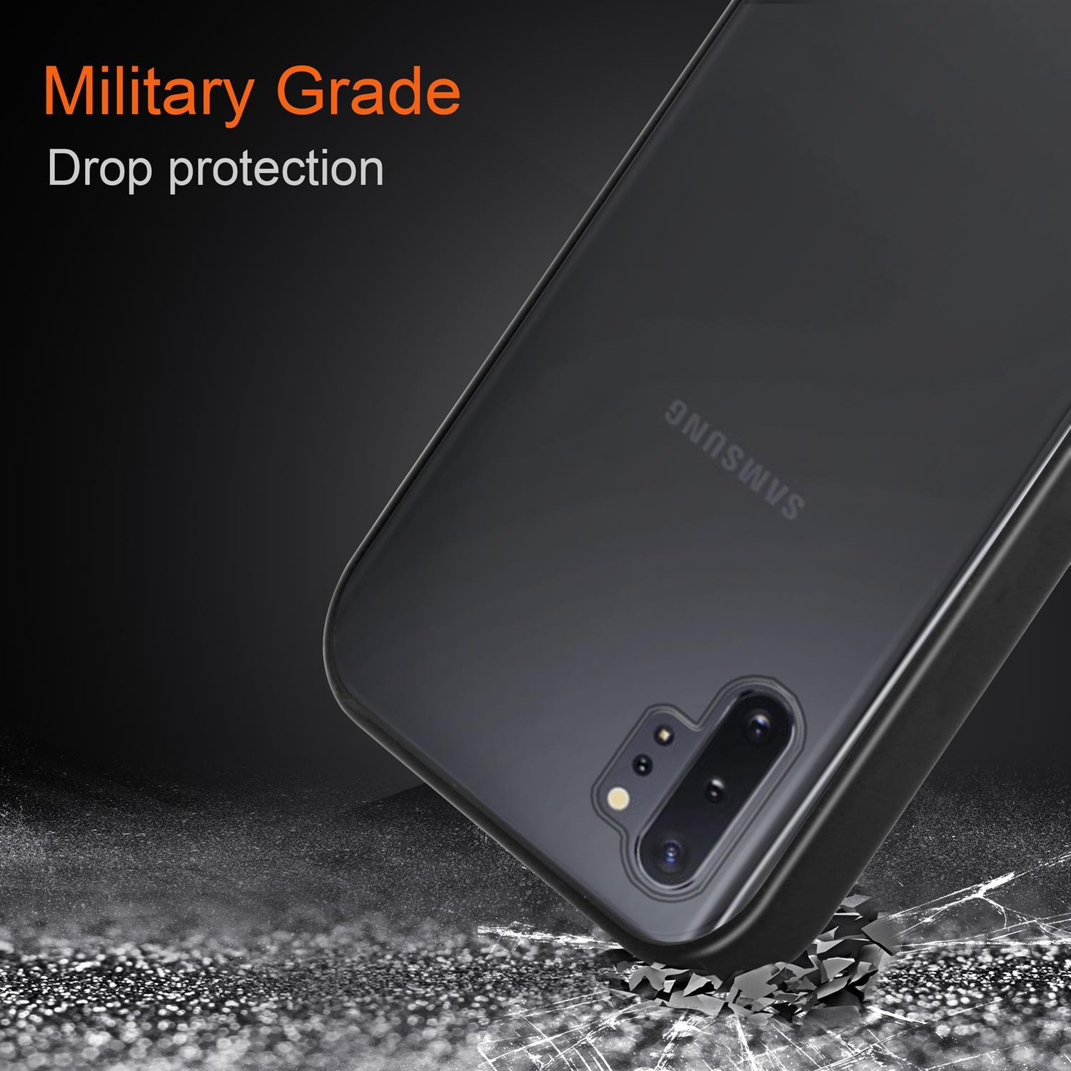 Kunststoff TPU Backcover, Rückseite, Innenseite Hülle und matter Hybrid Schwarz Samsung, 10, mit Schutzhülle CADORABO Silikon Matt NOTE Galaxy