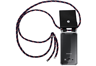 carcasa de móvil  - Funda flexible para móvil - Carcasa de TPU Silicona ultrafina CADORABO, Samsung, Galaxy J1 2015, azul rojo blanco punto
