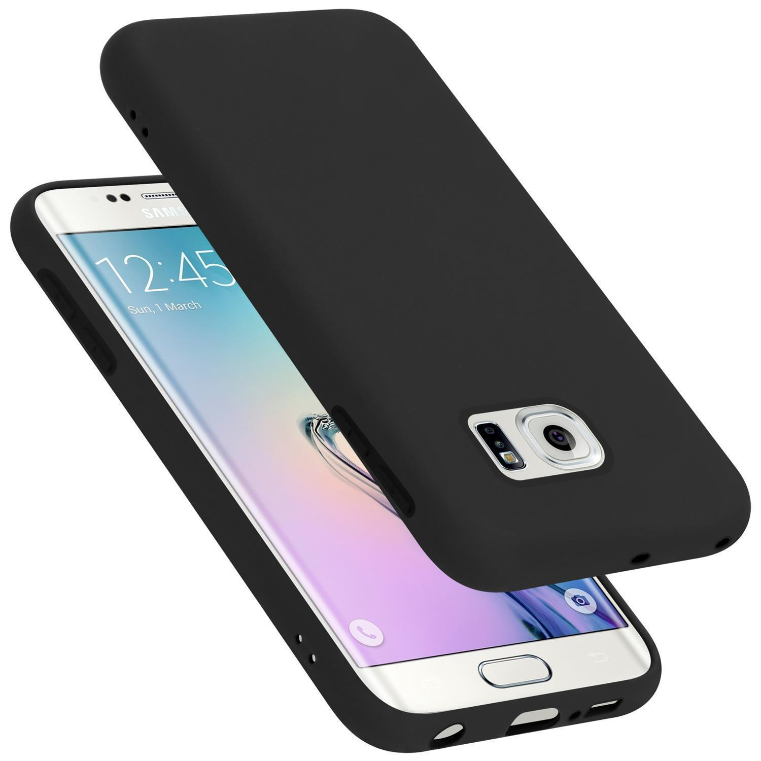 CADORABO Hülle im SCHWARZ Samsung, S6 Silicone Liquid LIQUID PLUS, Style, EDGE Case Galaxy Backcover