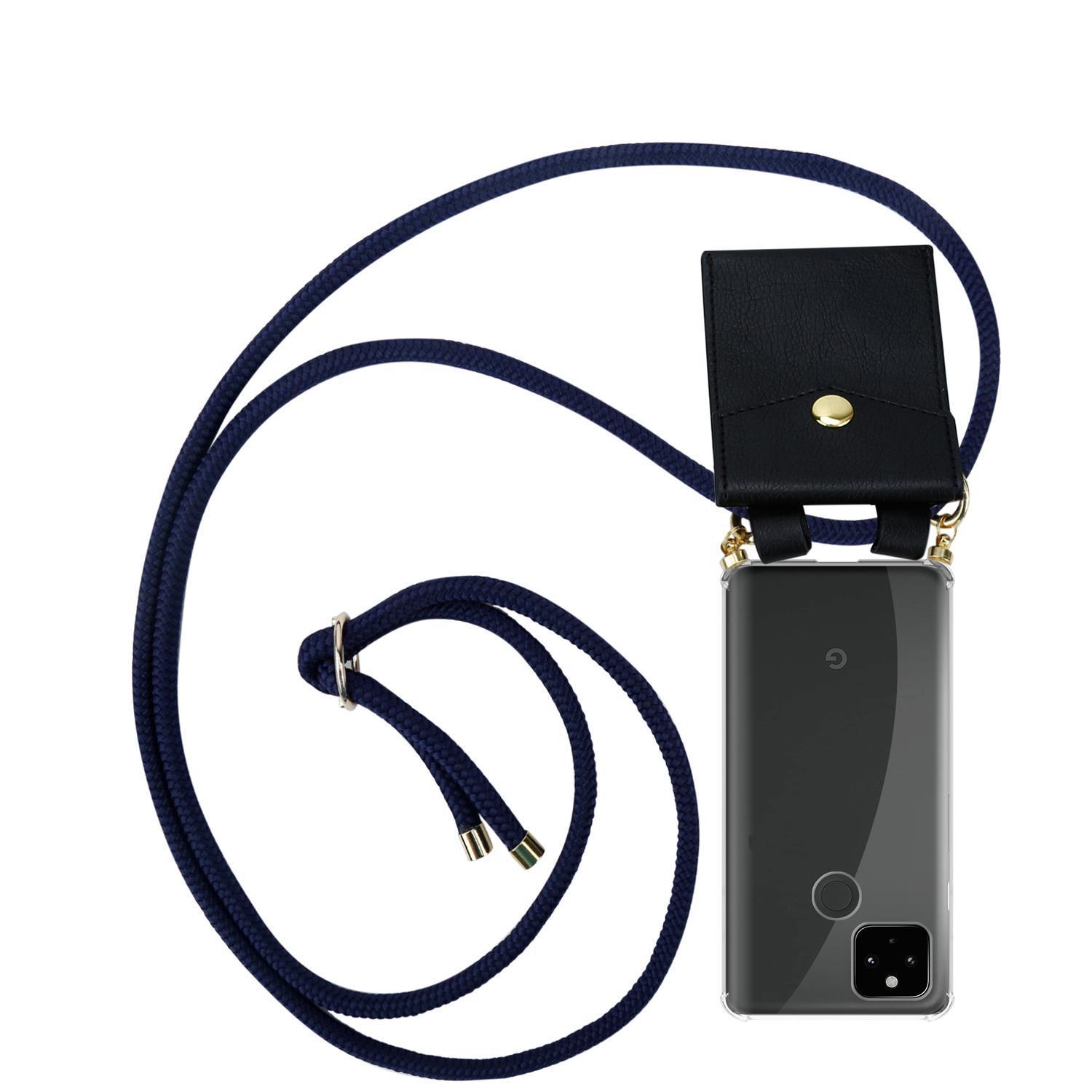 CADORABO Handy Kette XL, BLAU mit Gold Band PIXEL 5 Kordel Google, abnehmbarer Ringen, Hülle, TIEF und Backcover