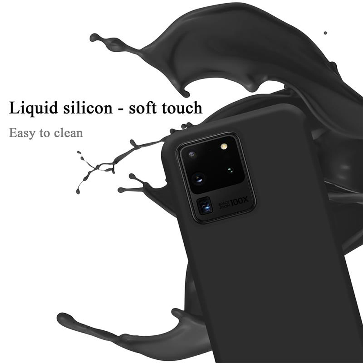 CADORABO Hülle im Liquid Silicone Samsung, Case SCHWARZ S20 LIQUID Galaxy ULTRA, Style, Backcover