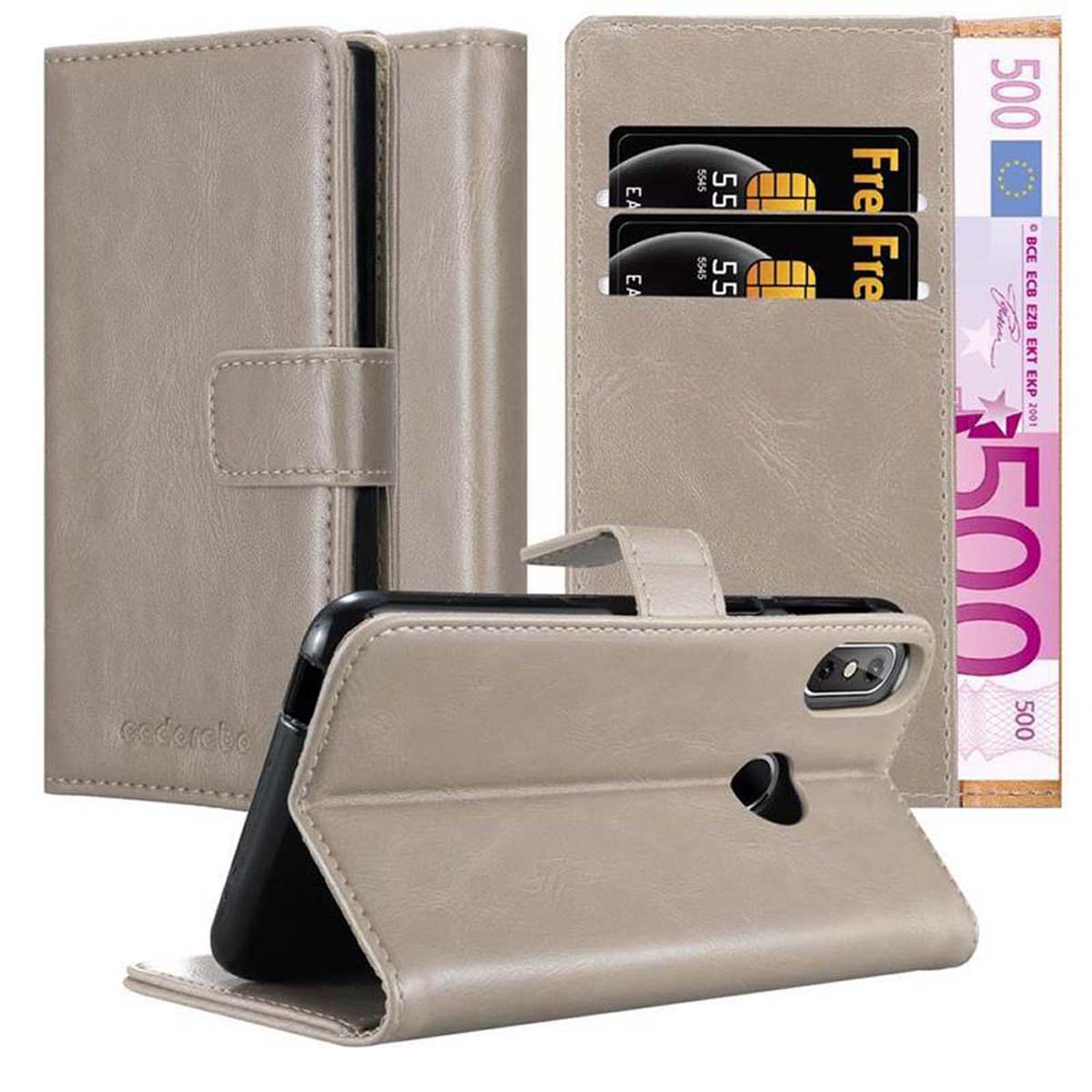 Hülle PRO, J3 BRAUN Bookcover, Luxury Style, CAPPUCCINO Book CADORABO Cubot,