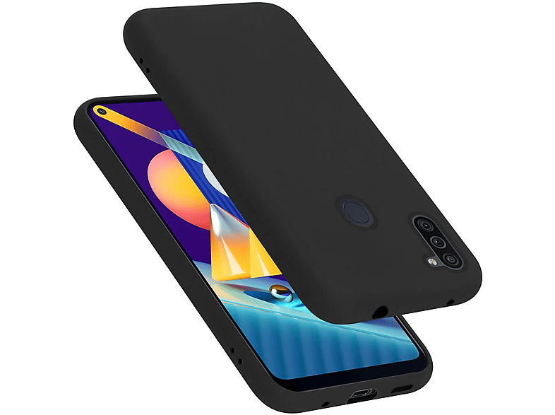 CADORABO Hülle im Liquid Silicone Case Style, Backcover, Samsung, Galaxy A11 / M11, LIQUID SCHWARZ