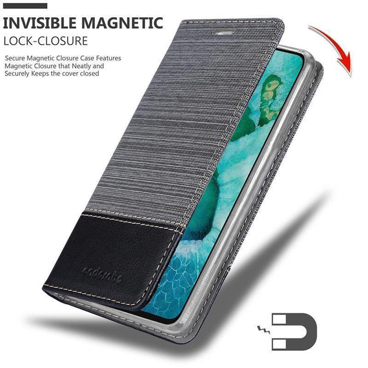 Custodia per telefono con una copertura socchiusa, con il testo Invisible Magnetic Lock-Closure.