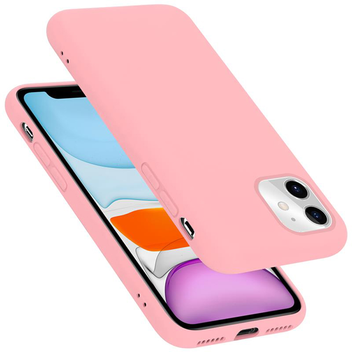 Hülle Case Backcover, im CADORABO Silicone Style, Liquid LIQUID PINK Apple, iPhone 11,