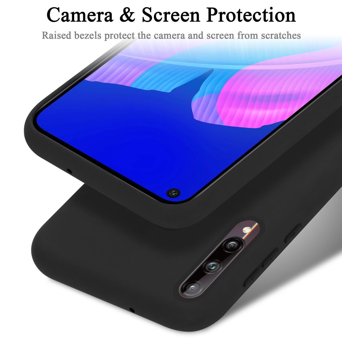 Custodia per telefono nera che protegge lo schermo e la fotocamera, con testo: 'Camera & Screen Protection'.