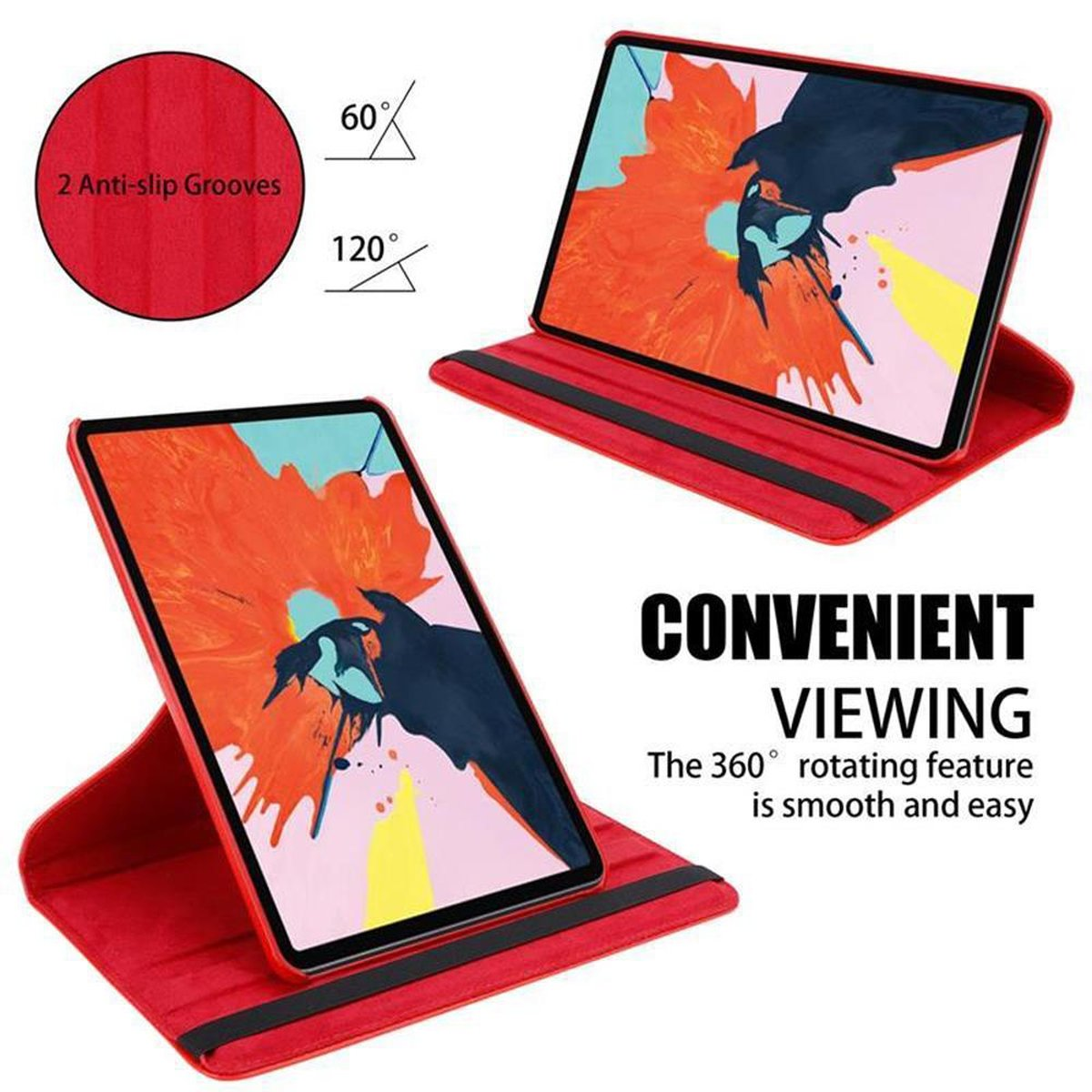 MOHN Up Hülle Apple, ROT iPad Auto Bookcover, PRO Wake Tablet (12.9 CADORABO Zoll), Standfunktion, 2018