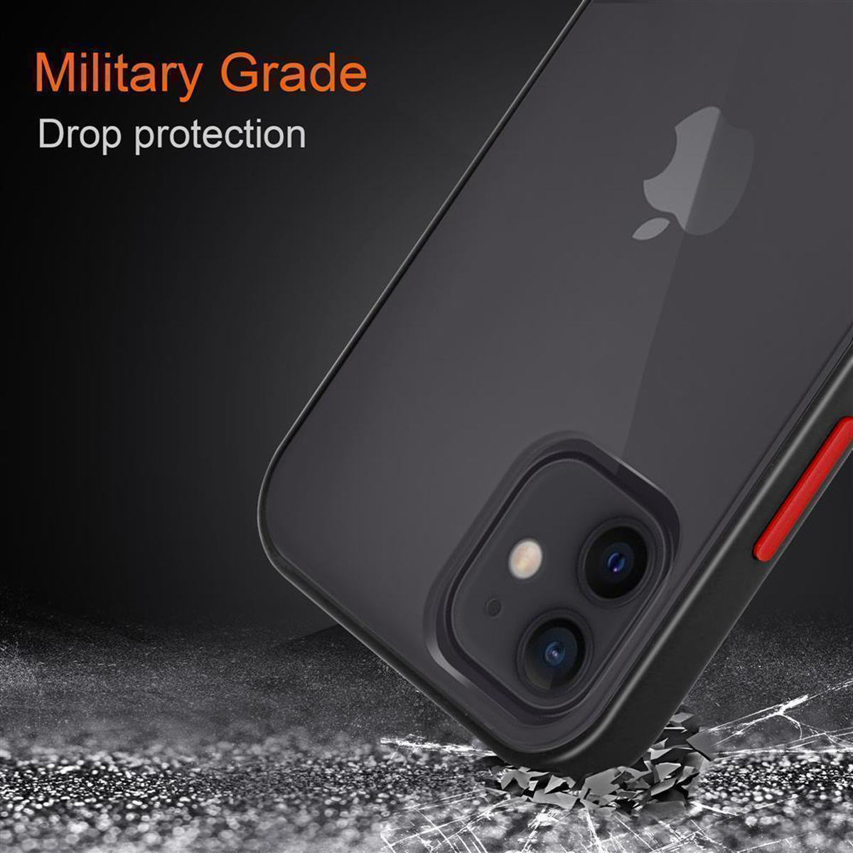 Hülle und - Apple, Silikon mit TPU Schutzhülle CADORABO Matt iPhone MINI, Kunststoff Rote Backcover, Tasten Innenseite Rückseite, Schwarz matter 12 Hybrid