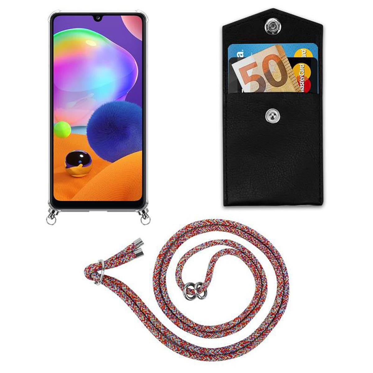 Kordel Backcover, PARROT Silber Ringen, A31, Galaxy COLORFUL mit Kette Handy abnehmbarer Band CADORABO und Samsung, Hülle,