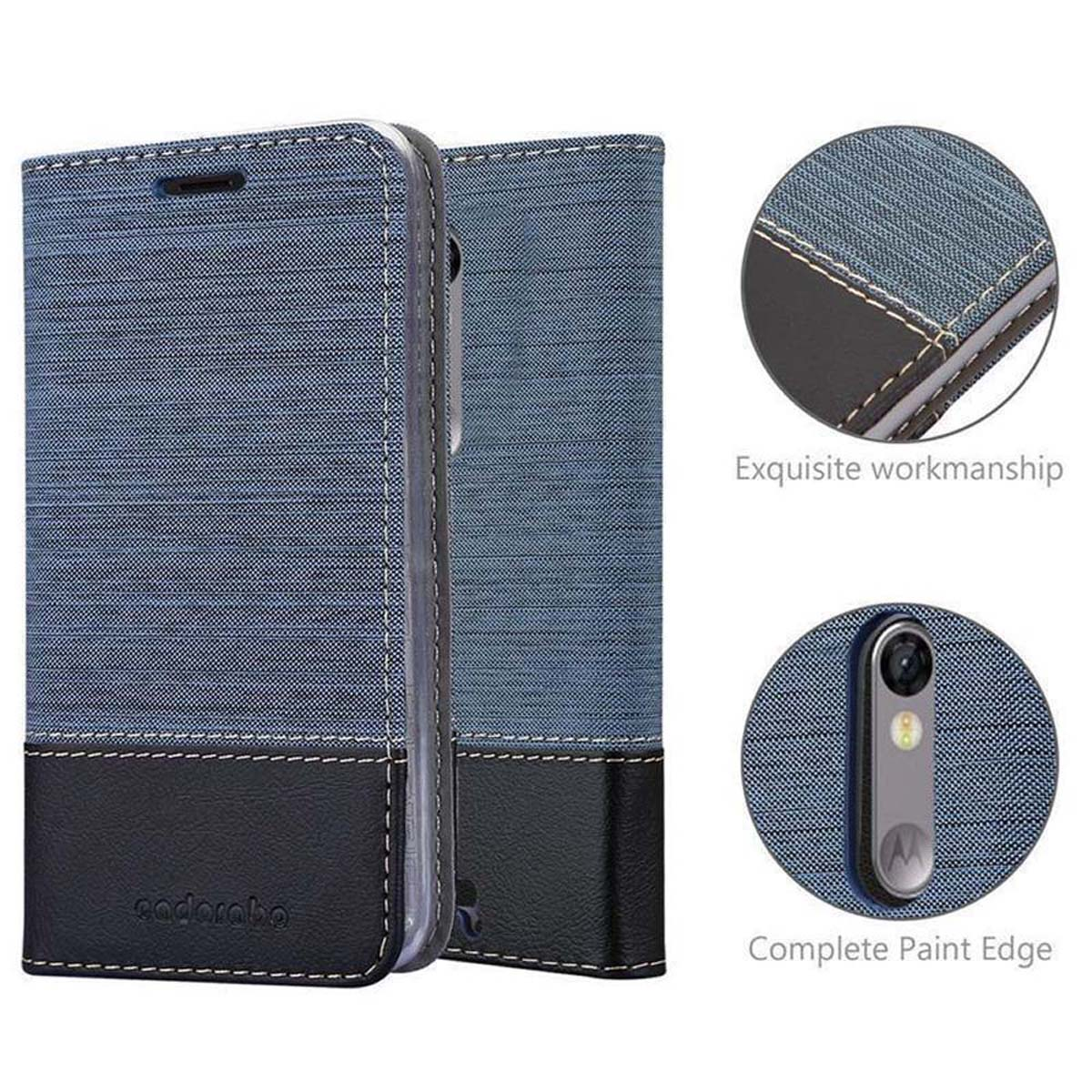 Style, Bookcover, DUNKEL SCHWARZ BLAU X3, Book CADORABO Motorola, MOTO Jeans Schutzhülle im