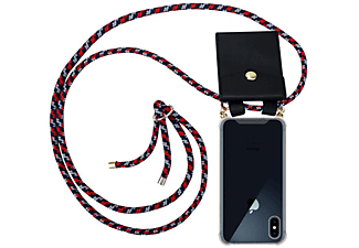 CADORABO TPU Handy Kette GOLD, Backcover, Apple, iPhone X / XS, ROT BLAU WEIß