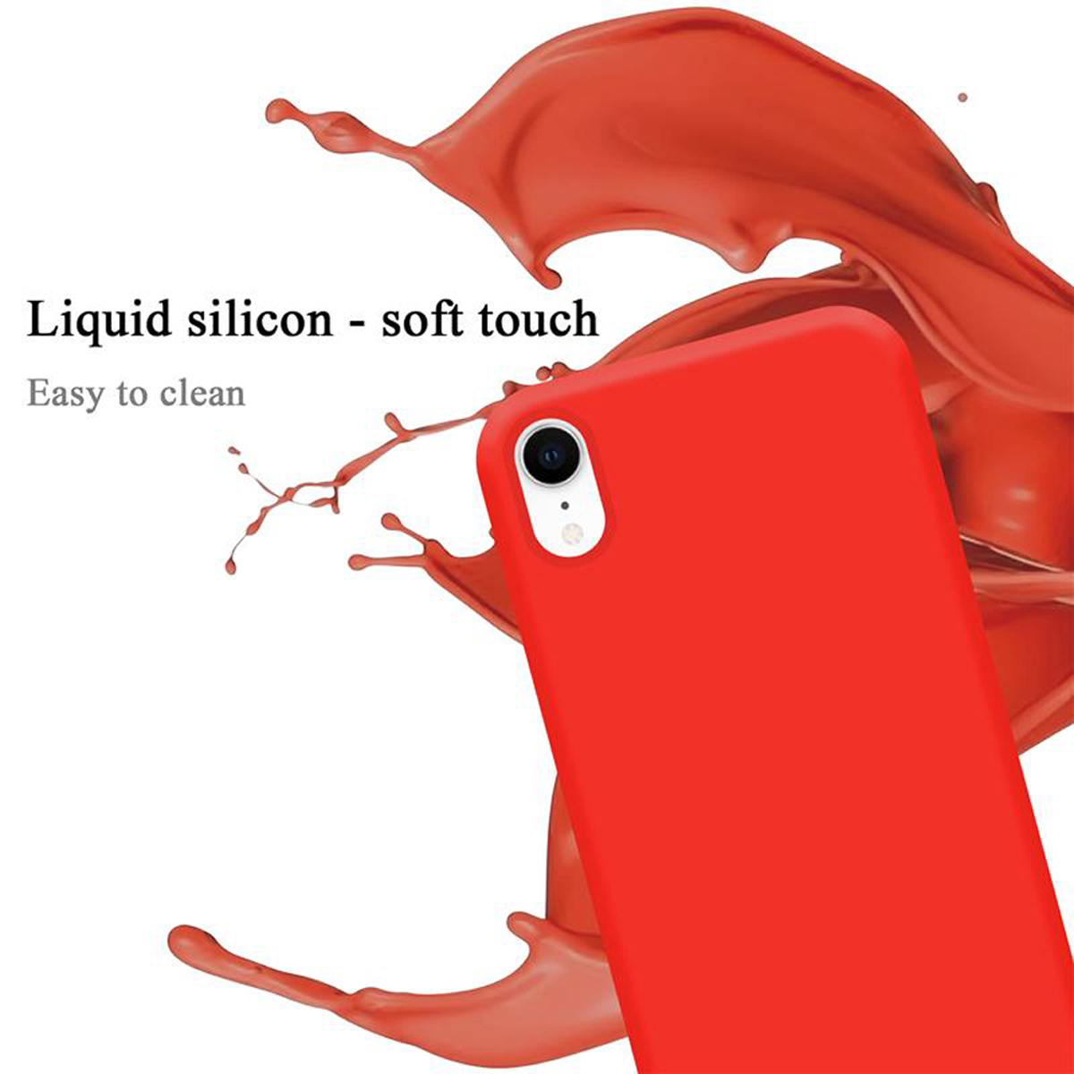 Apple, XR, Backcover, CADORABO Silicone im Hülle Case Liquid ROT LIQUID iPhone Style,