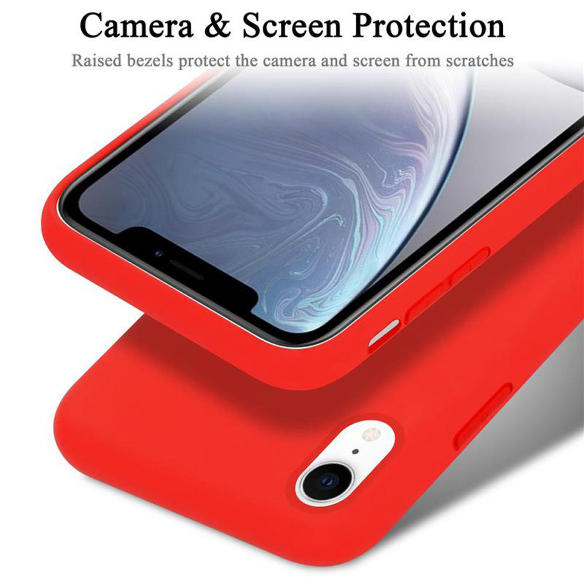 CADORABO Hülle im iPhone XR, Silicone Backcover, ROT Case Liquid LIQUID Style, Apple