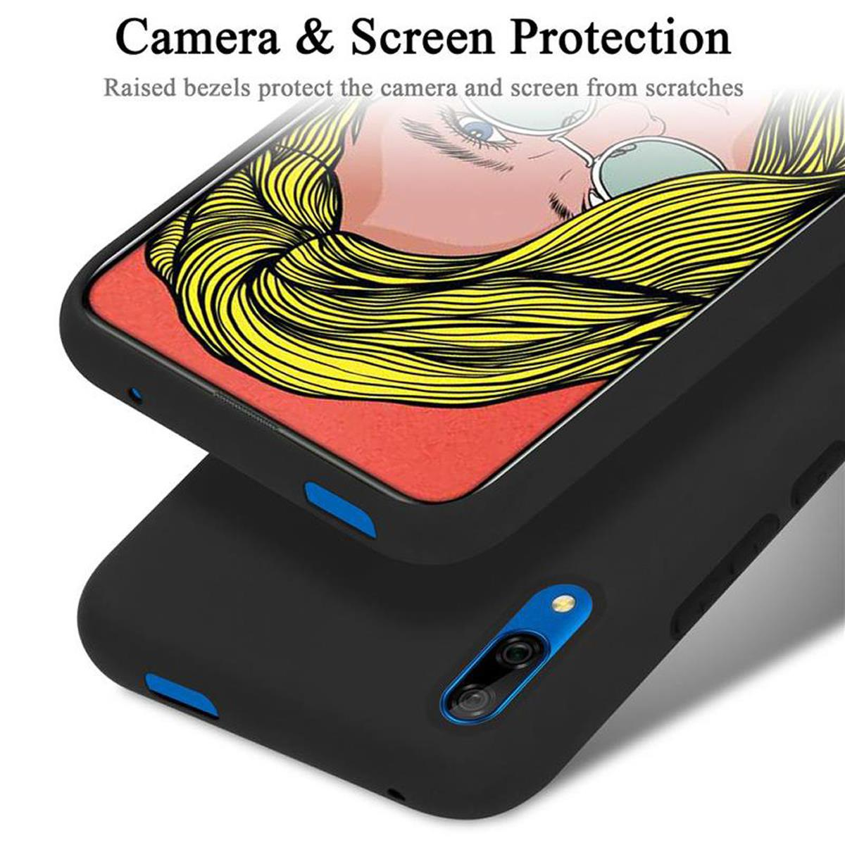 Nahaufnahme einer Handyhülle mit einem Frauengesicht darauf und dem Text "Camera & Screen Protection".