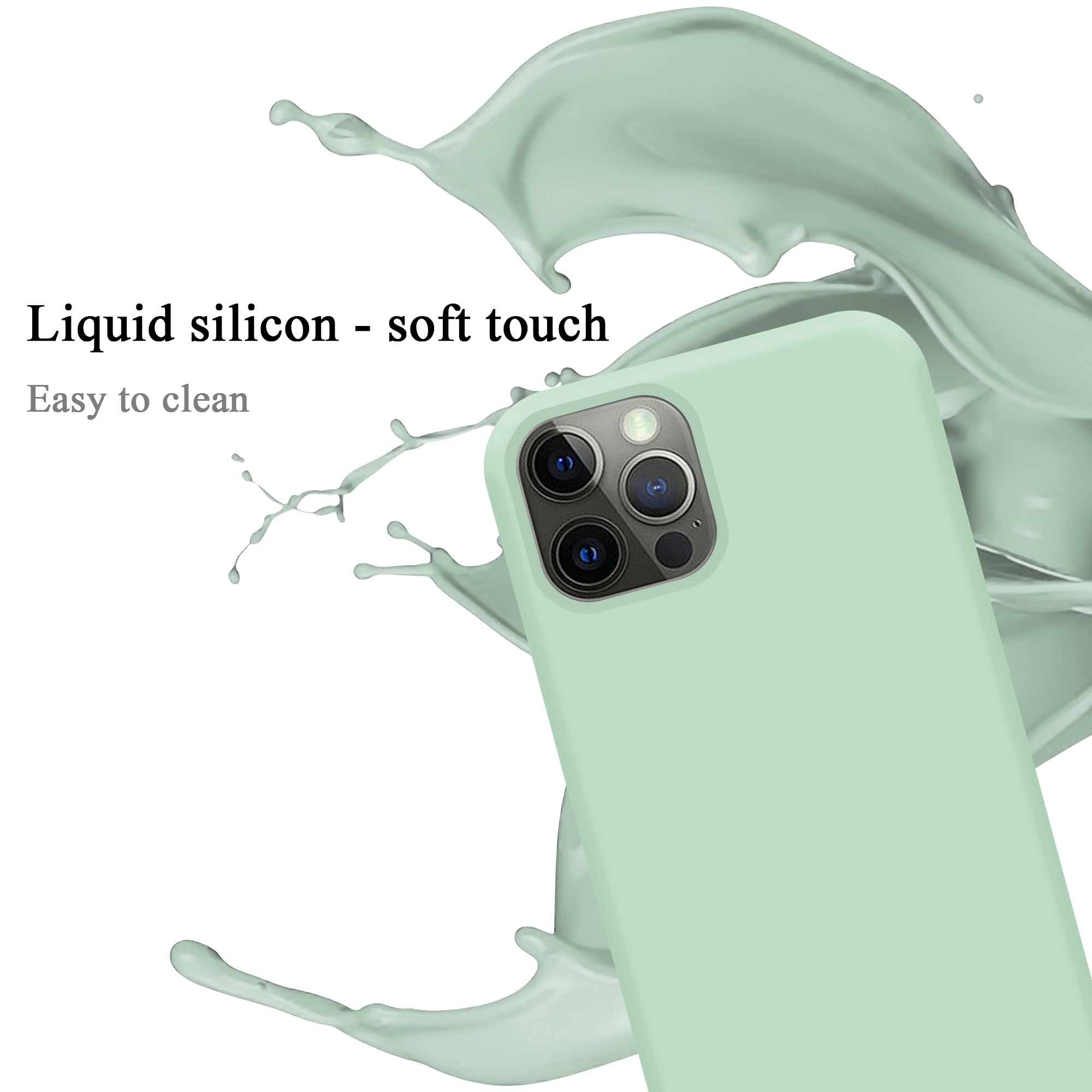 CADORABO Hülle LIQUID im Silicone Apple, iPhone Case 13 Backcover, PRO, GRÜN Style, HELL Liquid
