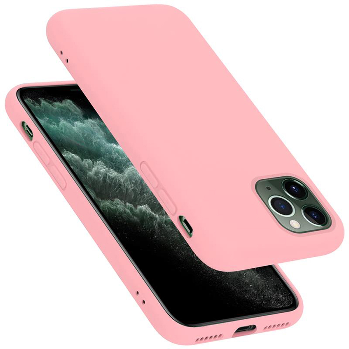 Eine rosa Handyhülle und ein Telefon darin, leicht geöffnet.