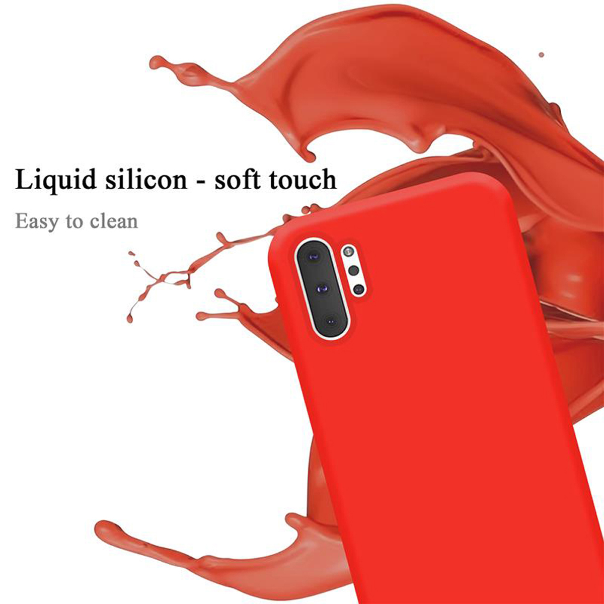 CADORABO Hülle im Liquid Silicone ROT LIQUID Backcover, Style, Case NOTE 10 Samsung, Galaxy PLUS