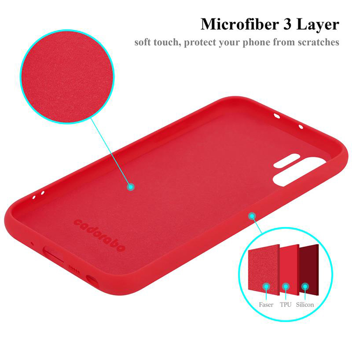 CADORABO Hülle im Liquid Silicone Galaxy LIQUID 10 ROT Case Samsung, Style, Backcover, PLUS, NOTE