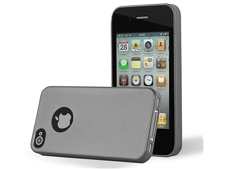 4 / GRAU Backcover, Hülle, Metallic METALLIC iPhone 4S, Matt TPU Apple, CADORABO