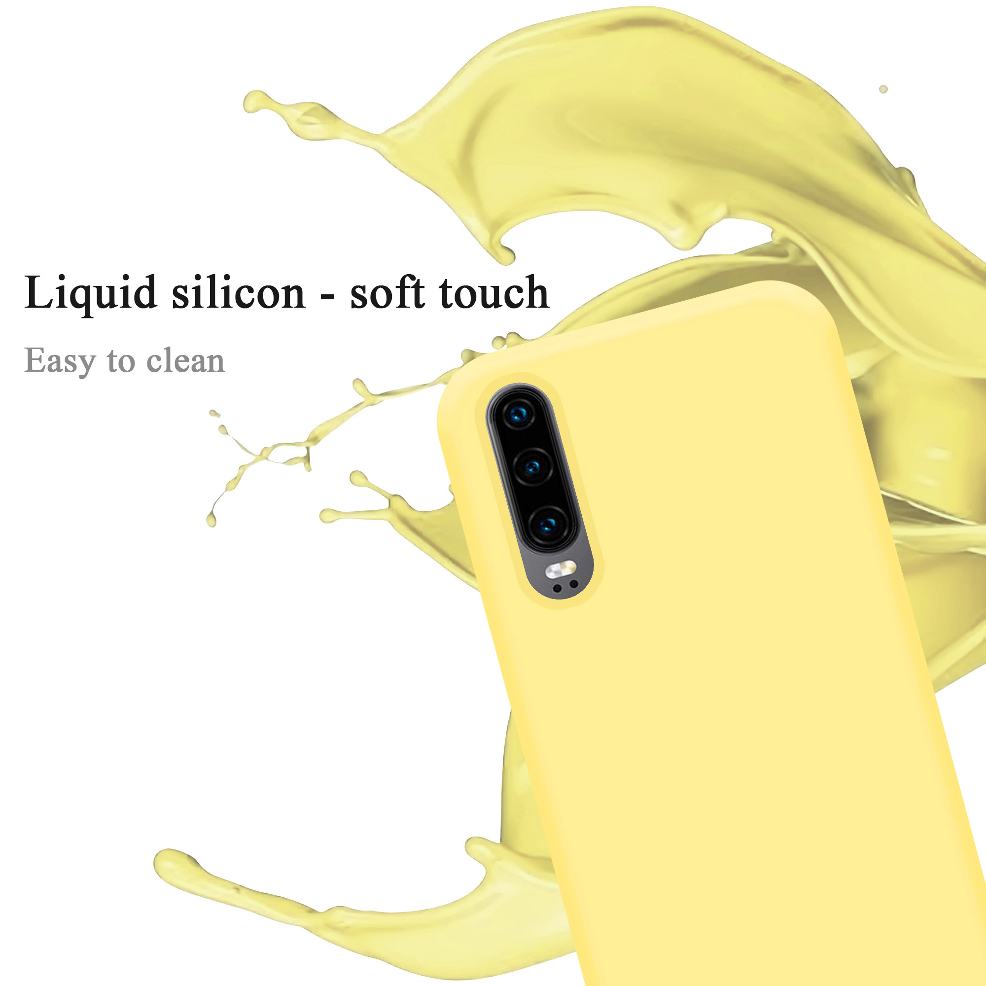 CADORABO Hülle im Liquid Silicone Style, LIQUID Case P30, GELB Backcover, Huawei