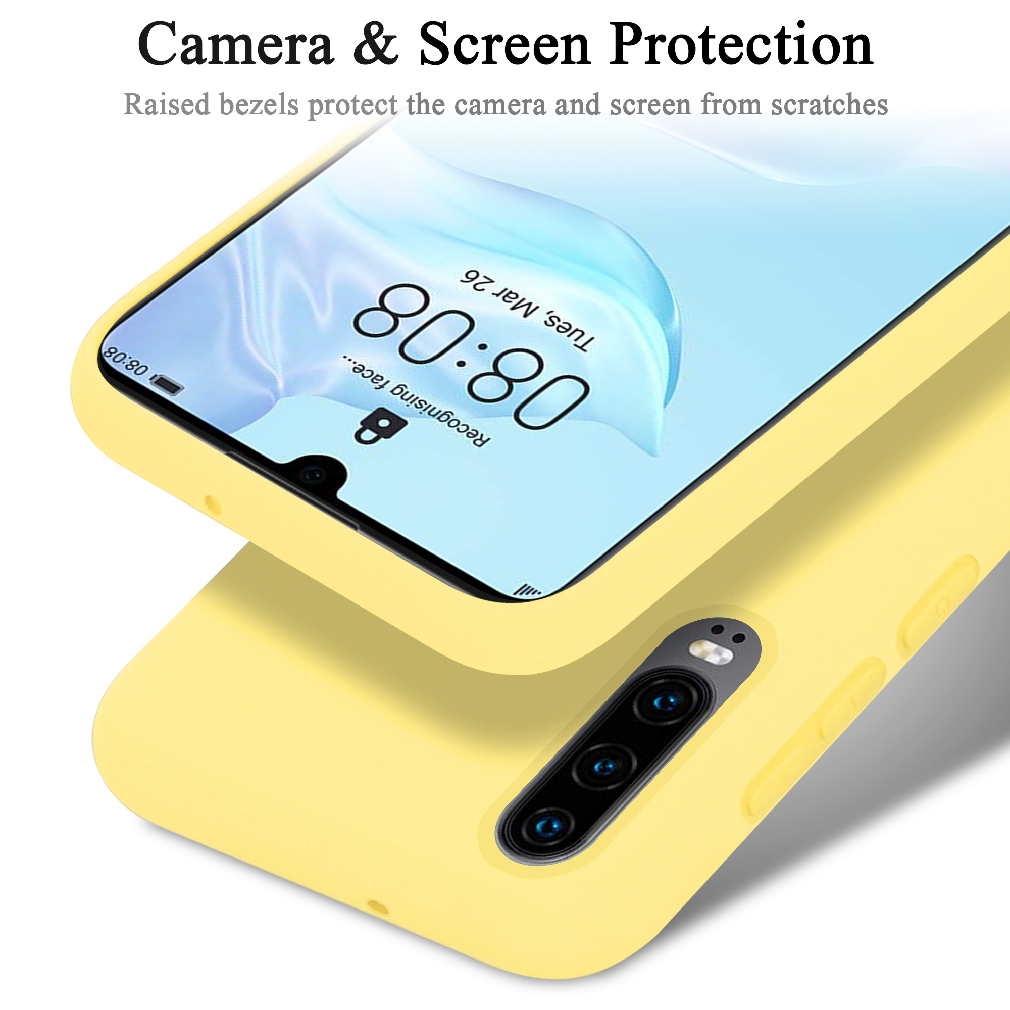 Silicone Backcover, Hülle P30, Liquid im LIQUID GELB Huawei, Case Style, CADORABO