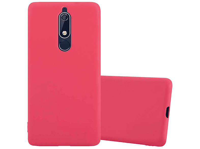 Nokia, 5.1, CADORABO Backcover, ROT Style, TPU Hülle im Candy CANDY