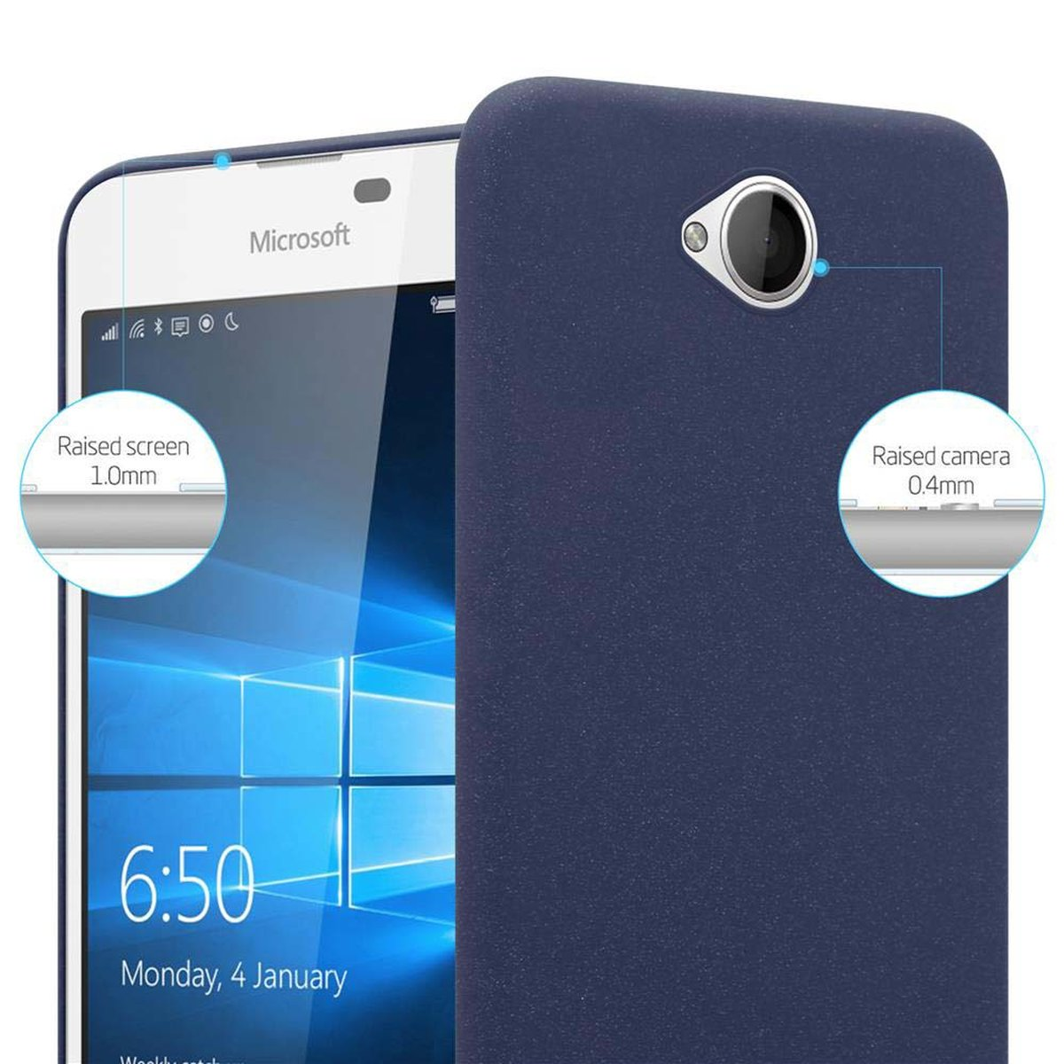 CADORABO Hülle im Hard Style, Nokia, Backcover, Frosty BLAU Case Lumia FROSTY 650