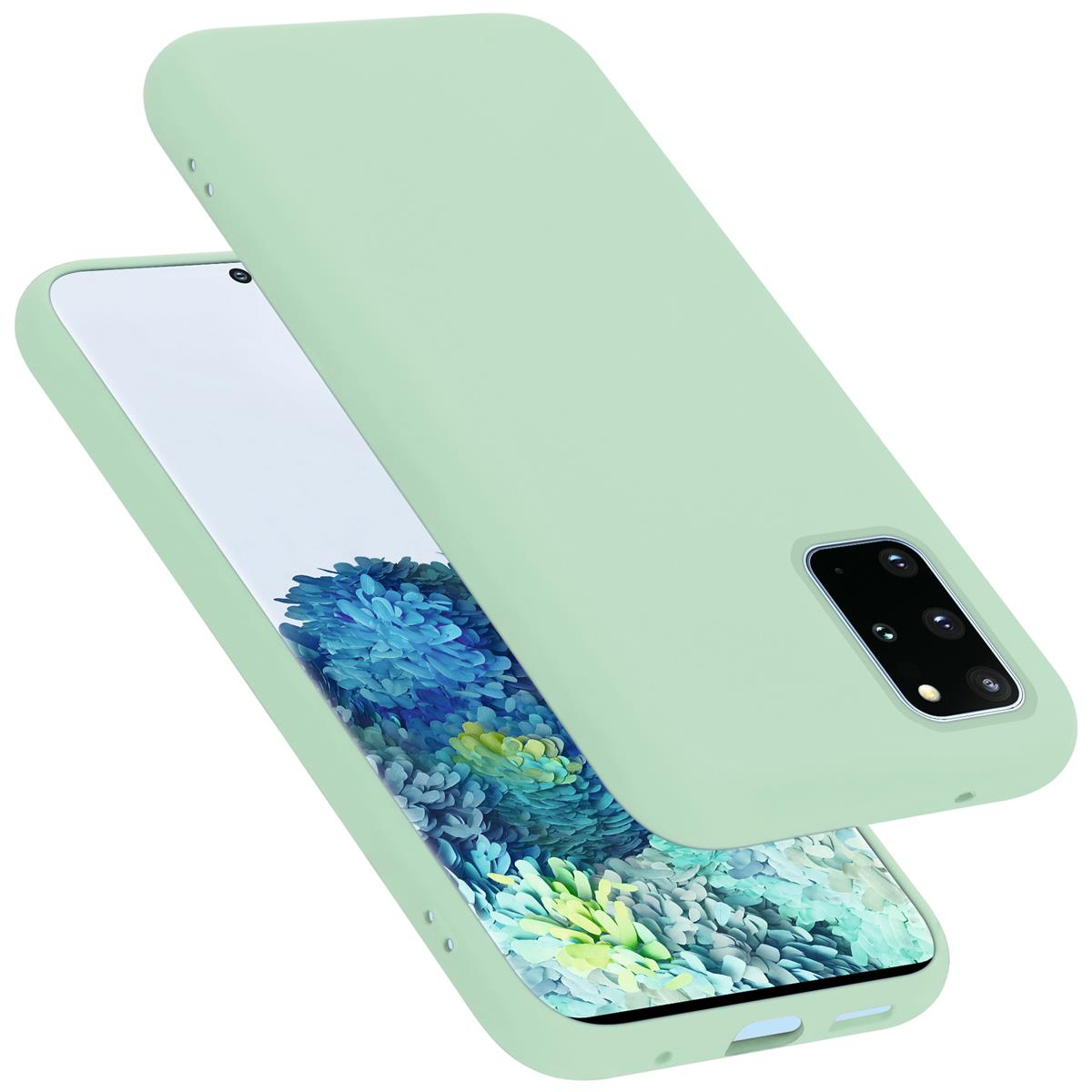 LIQUID Style, Samsung, Liquid im Backcover, CADORABO Galaxy GRÜN Hülle S20 Case PLUS, HELL Silicone