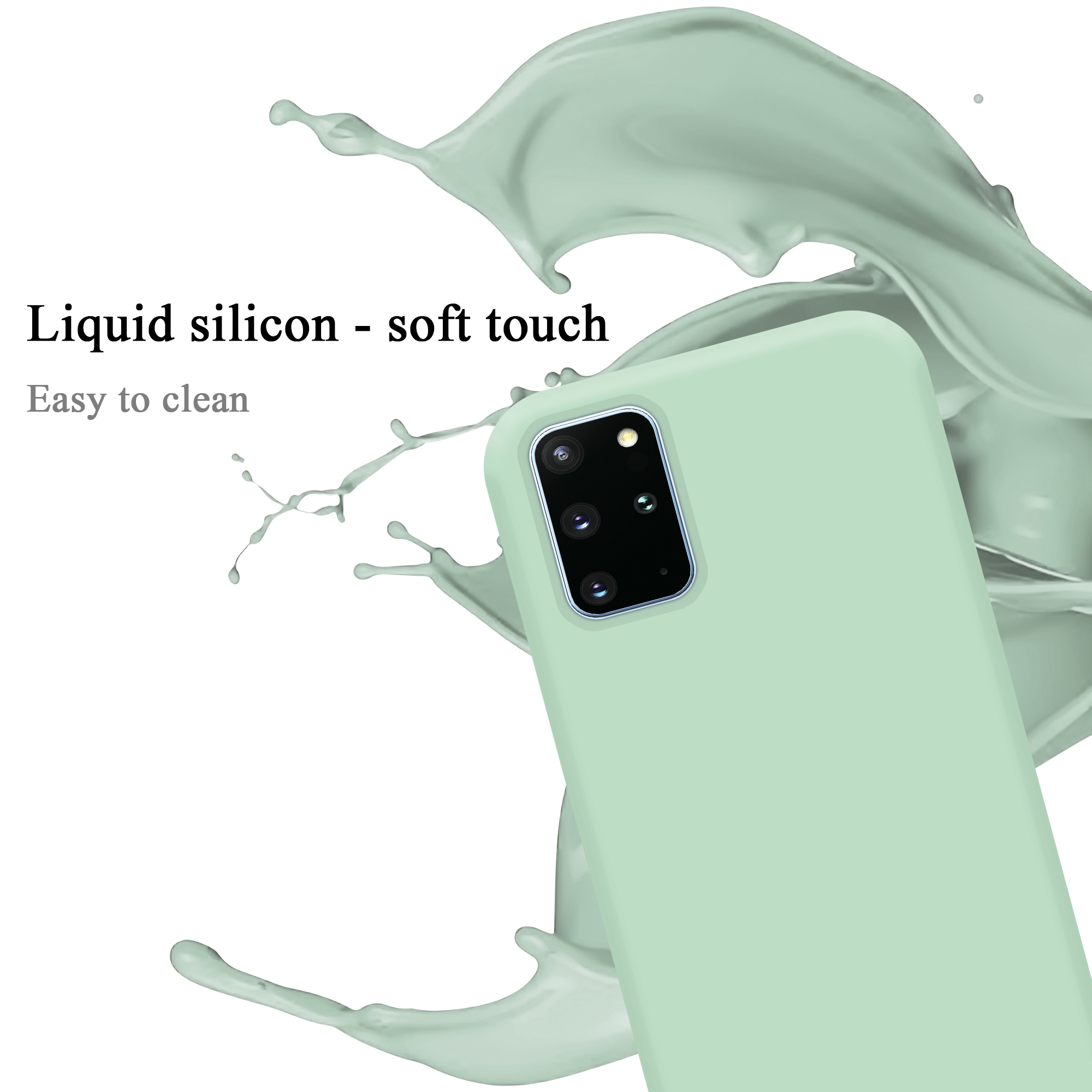 LIQUID Style, Samsung, Liquid im Backcover, CADORABO Galaxy GRÜN Hülle S20 Case PLUS, HELL Silicone