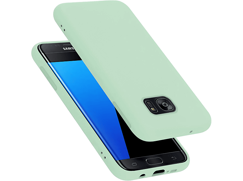 CADORABO Hülle im Liquid Silicone Case Style, Backcover, Samsung, Galaxy S7 EDGE, LIQUID HELL GRÜN