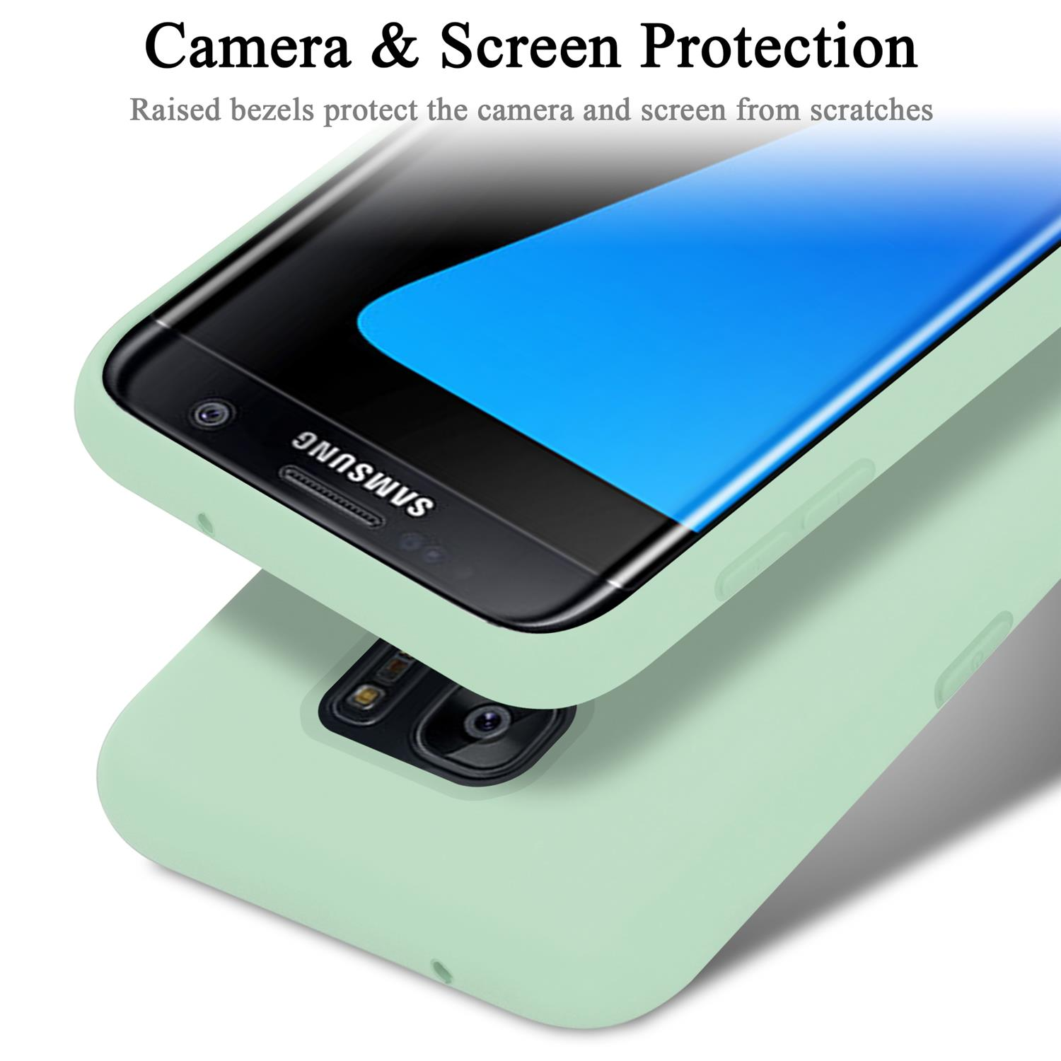 CADORABO Hülle im Galaxy Backcover, Case LIQUID Liquid GRÜN S7 Samsung, HELL EDGE, Style, Silicone