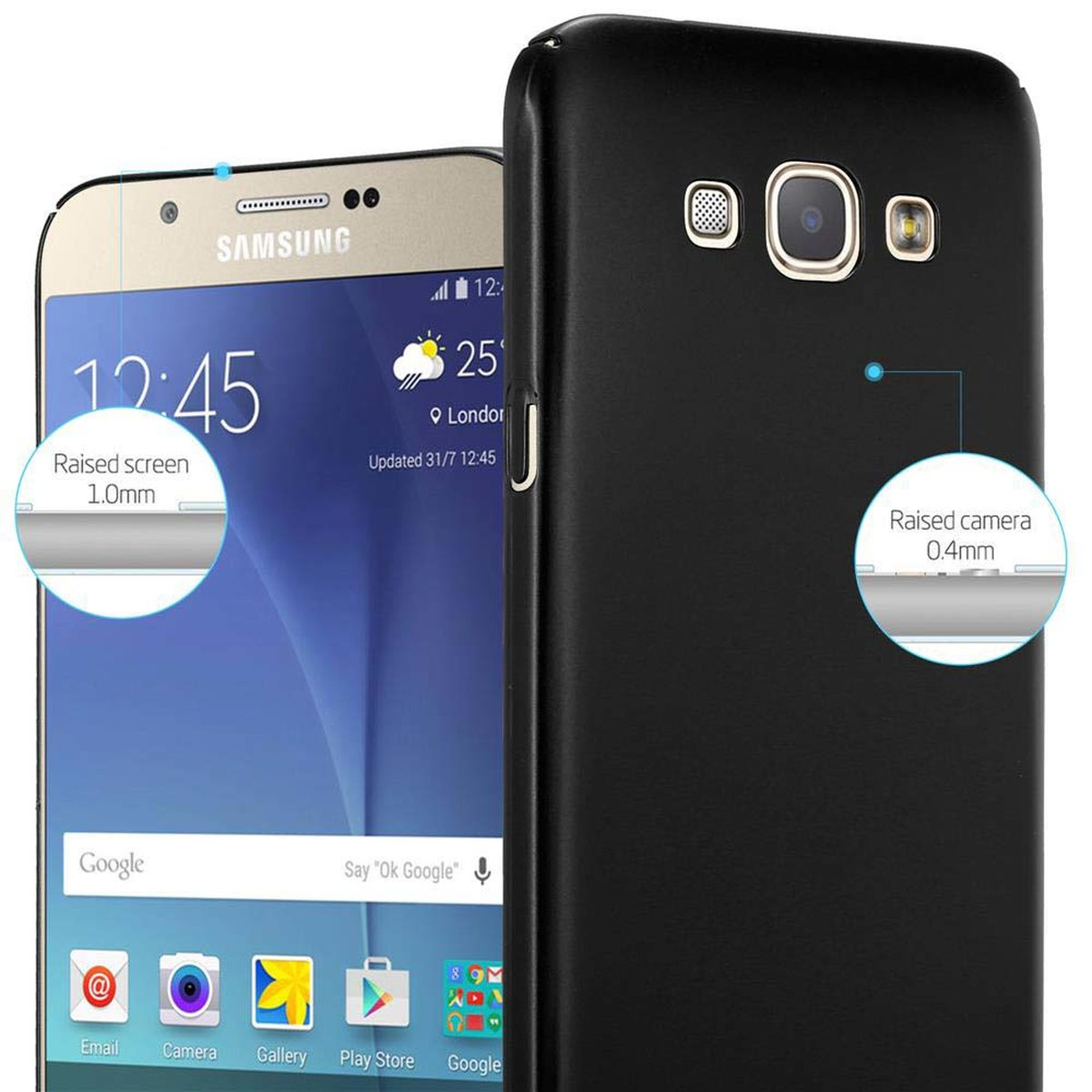 Matt im 2015, CADORABO Case Style, Hülle Galaxy METALL Metall Backcover, Hard Samsung, A8 SCHWARZ