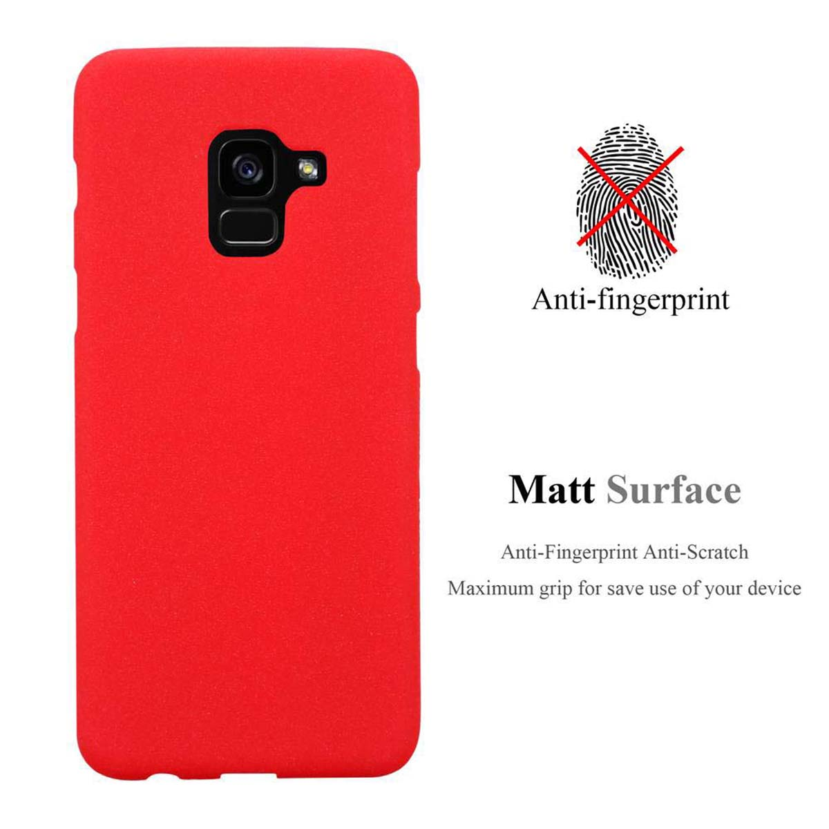 Frosted 2018, Galaxy A8 FROST Schutzhülle, Backcover, ROT TPU CADORABO Samsung,