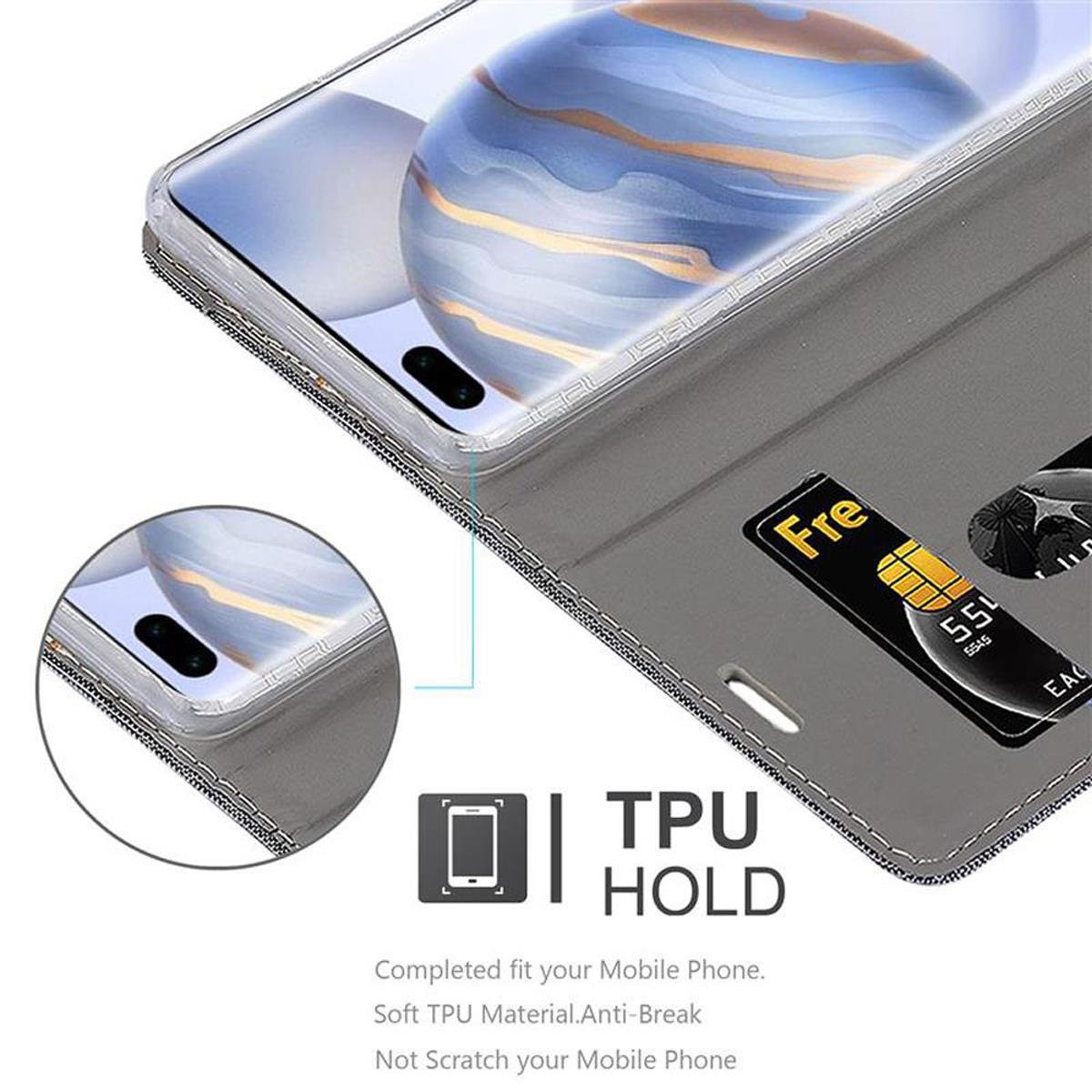 Custodia per telefono grigia con una carta. La custodia è un supporto in TPU e può adattarsi al tuo cellulare.