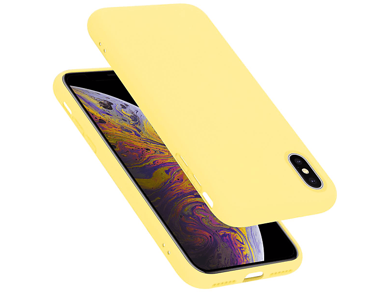 CADORABO Hülle im Liquid Silicone Case Style, Backcover, Apple, iPhone X / XS, LIQUID GELB