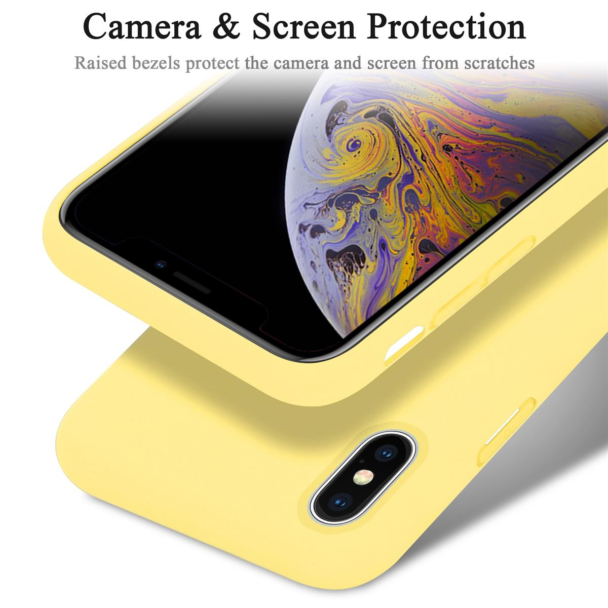 CADORABO Hülle / Apple, LIQUID Liquid X XS, GELB iPhone Style, Silicone Case im Backcover