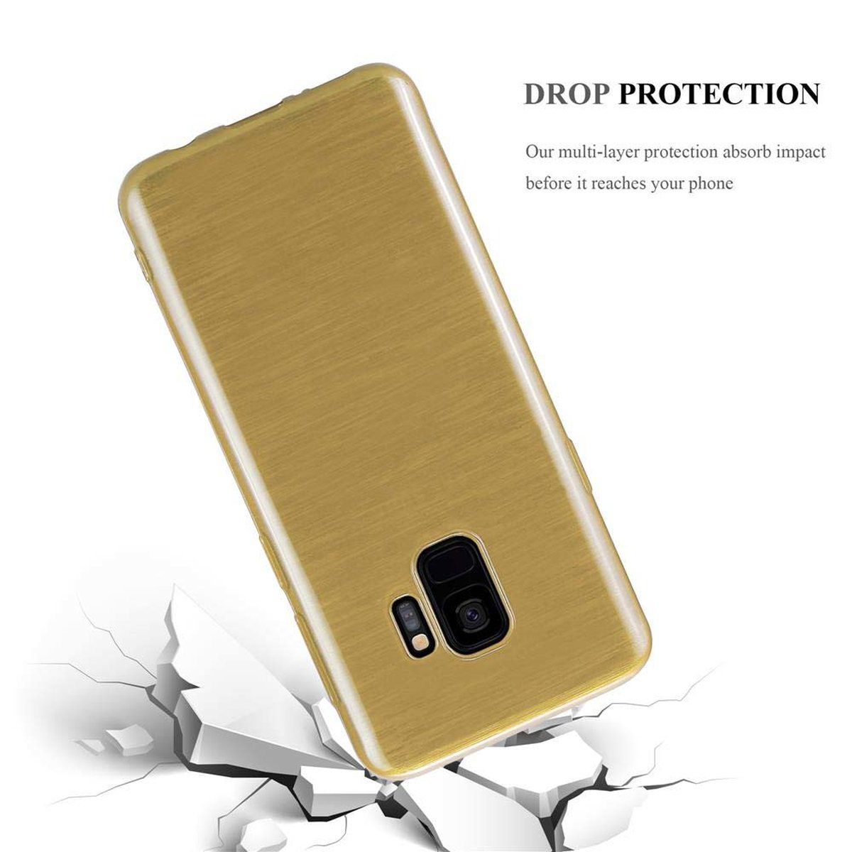 CADORABO S9, Brushed Hülle, Backcover, Galaxy Samsung, GOLD TPU
