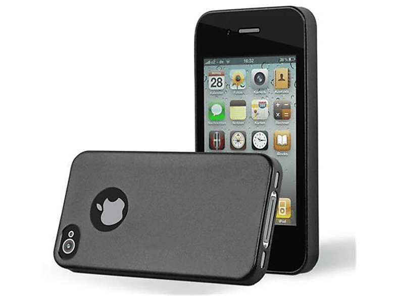 SCHWARZ CADORABO METALLIC iPhone 4 Metallic Apple, Hülle, Backcover, Matt / TPU 4S,