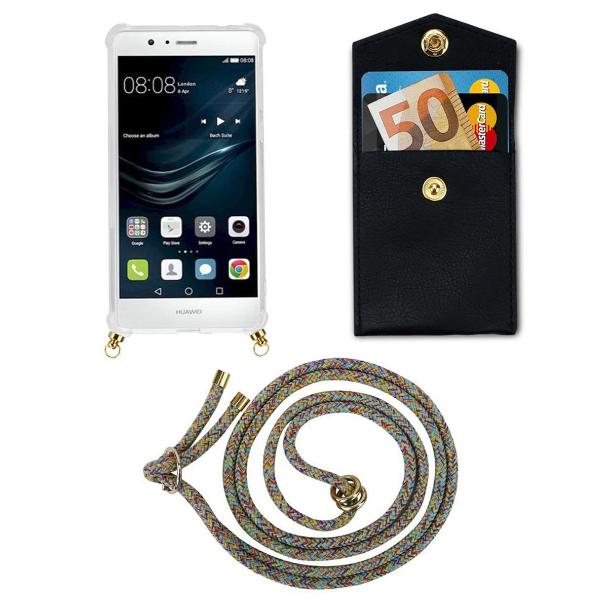 Telefon, schwarzes Portemonnaie mit Karten und eine Kordelkette. Die Szene ist vor weißem Hintergrund.